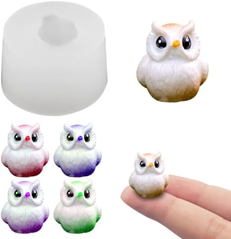 Cute Tiny Owl Shape Resin Silicone Mold Micro Dollhouse Animal Epoxy Casting Mold for DIY Resin Art Fairy Garden Miniatures Landscape Crafts Decor