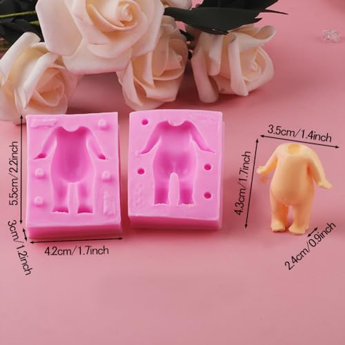 3D Doll Body Leg Arm Face Head Silicone Mold Q Version Dolls Model Fondant Craft Clay Resin Mould DIY Cake Decorating Supplies Baking Tool (3 Pcs Baby Mold)