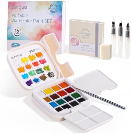 Mini Watercolor Paint Set 16 Colors, Travel Art Kit All-in-One