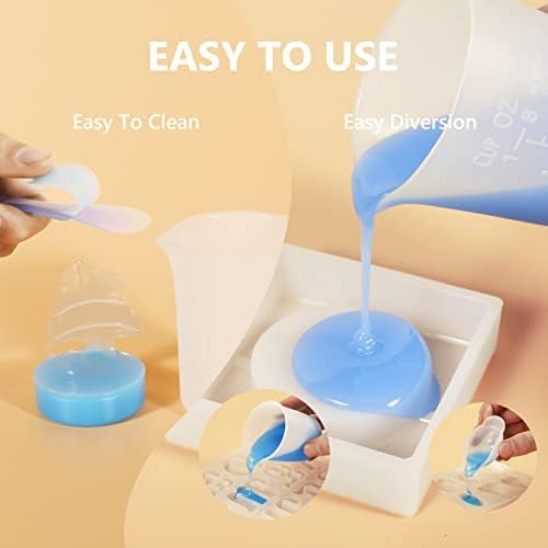 KISREL Silicone Measuring Cups for Resin, Resin Supplies with 250&100ml Silicone Cups, Resin Mixing Cups, Stir Sticks, Epoxy Mixing Cup, Molds