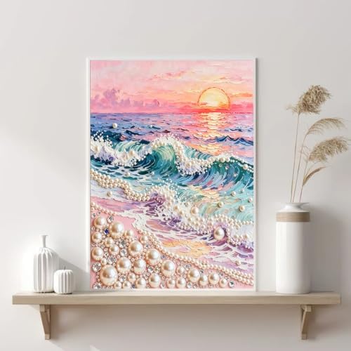 5D Diamond Art Pearl Painting Kits for Adults,DIY Diamond Art Kits for Wave