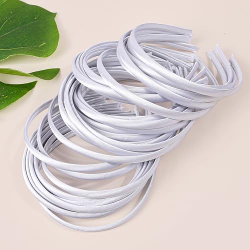 50Pcs White Thin Fabric Headbands Blank DIY Hoops Bulk Women Girl