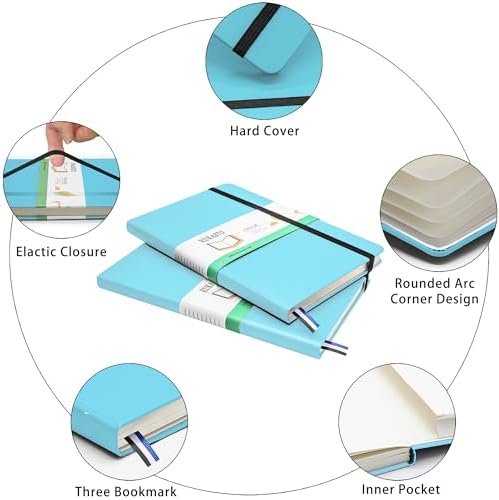 Hardcover Notebook Blank Journal Sketchbook for Drawing, Medium 5.5 by 8.4 Inch, 100 GSM Thick Paper (LightBlue, Plain)