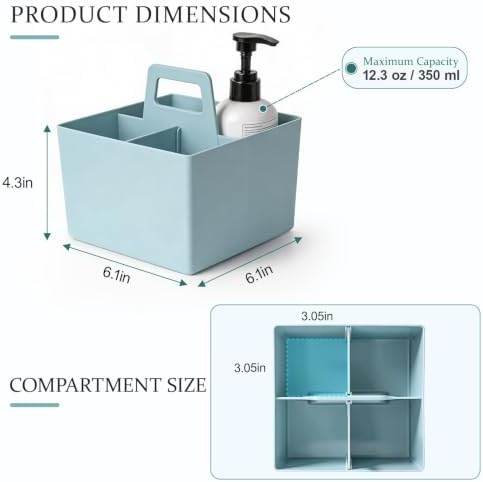 Multipurpose Caddy Organizer with Handle Plastic Desk Storage, Blue