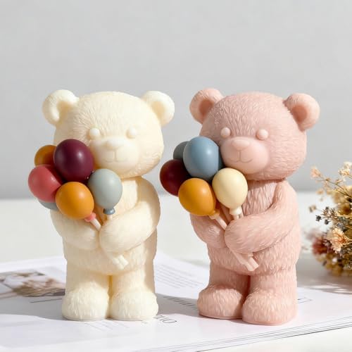 Konrisa Balloon Bear Candle Molds, Silicone Resin Casting Mold for Candles Making Aromatherapy Candles Handmade Wax Home Decoration