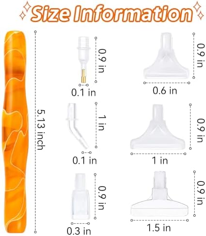RaySoar Diamond Painting Art Drilling Dot Pen with Tips Nibs Placers Tool Accessories for Adults, Gem Rhinestone Picker Stylus Orange