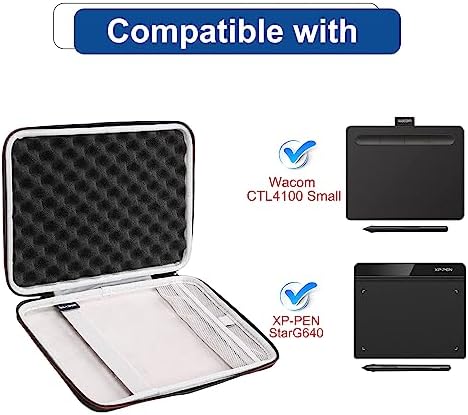 LTGEM Tablet Case for Wacom Intuos Small Graphics Drawing Tablet fits Model # CTL4100 or XPPen Graphics Tablet fits Model # StarG640 (Black)