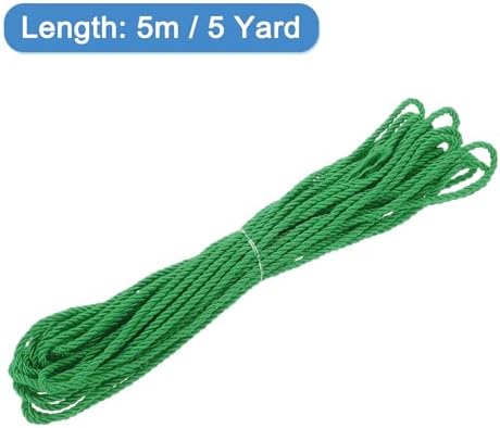 MECCANIXITY Twisted Cord Trim, 5 Yard 3mm 3-Ply Twine Braided Rope Shiny Thread String for Craft Gift Bag Curtain Christmas Decor, Dark Green - 5m