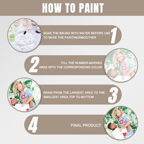 CUSTOM STEWARD Custom Paint by Numbers Kit, DIY Personalized Canvas Painting Set with Acrylic Paints, 3 Brushes, Numbered Canvas, Home Decor, Gifts for Girlfriend Boyfriend Couples Valentines