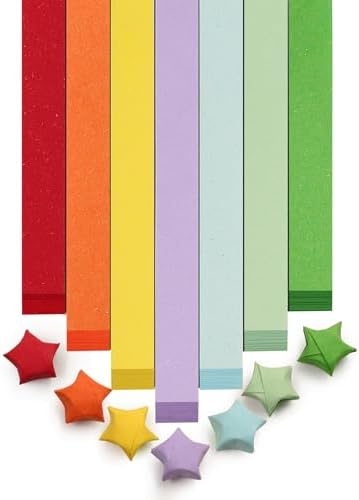 FoDau770 Solid Color Star Paper Strips - 1080 Sheet, 7 Colors