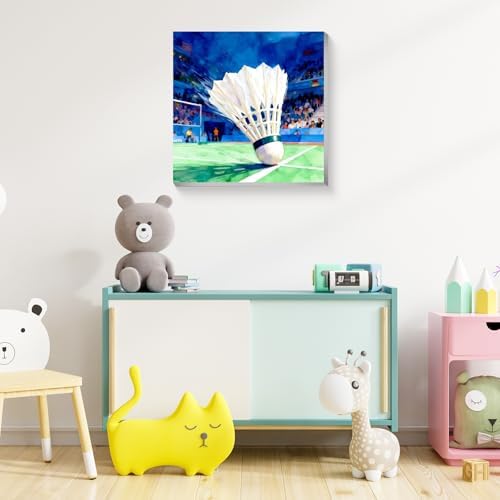 Reivworl Badminton Paint by Numbers Kit for Kids with Frame 8×8 inch
