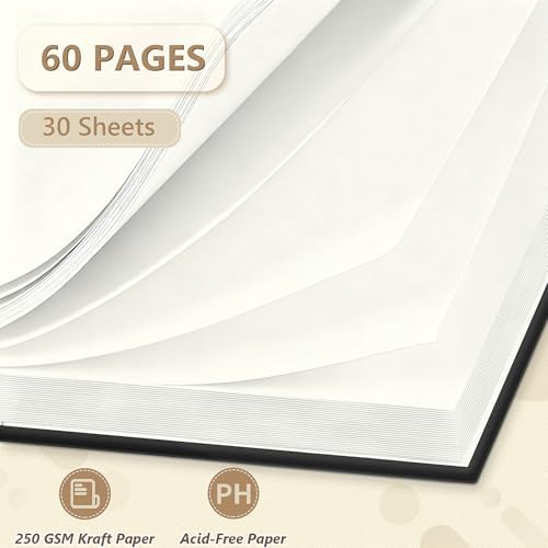popotop 8x8 Inch Scrapbook Photo Album, 60 Page Decorative Kraft Paper Book for 4x6 Pictures, DIY Memory Photo Albums as Gifts for Wedding Baby Christmas School Family