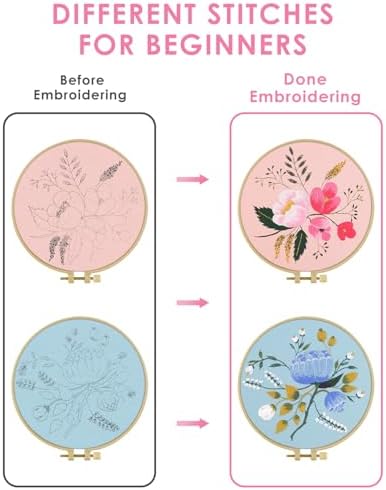 TINDTOP Embroidery Kit for Adult, Flower Embroidery Kit for Beginners