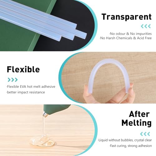 Phinus 20 Pack Hot Glue Sticks, 8" Long x 0.4" Diameter Clear Glue Sticks for Glue Gun, EVA Clear Glue Gun Sticks, Hot Glue Gun Sticks for DIY Craft Sticky Projects & More