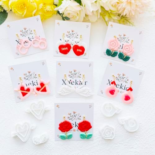 Valentine’s Day Polymer Clay Cutters Set – Romantic Polymer Clay Molds, Clay Cutters, Clay Earring Cutters, Clay Tools