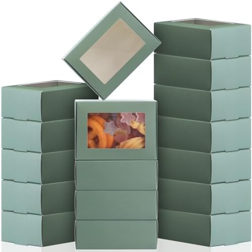 Zonon 30 Pcs Mini Kraft Soap Boxes with Window Homemade,Sage Green