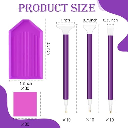 Affrolling 90 Pcs Diamond Art Tools, Drill Pens Trays Glue Clay