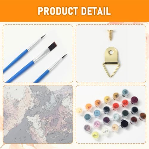 Whaline Halloween Fall DIY Paint by Number Kits Unframed Witch Maple Leaves Oil Painting Canvas Acrylic Filling Painting by Number for Autumn Home Party Wall Decoration, 16 x 20 Inch