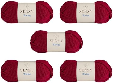 S Sensy Roving-Premium Acrylic&Wool Blend Yarn 5 Skeins Burgundy 131 Yards