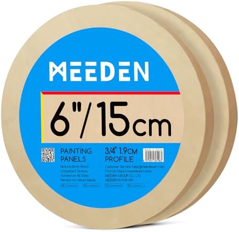 MEEDEN Round Wood Canvas Panels: 6" Dia Wooden Canvas Panel Pack of 2