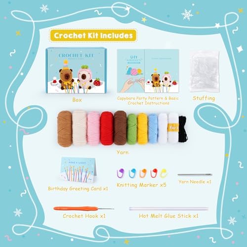 2PCS Capybara Crochet Kit for Beginners Crochet Starter Kit for Adults