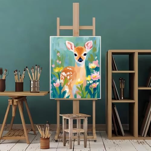 Natuyalo Mountain Paint by Number for Adults - Little Deer Paint by Numbers for Adults Beginner, Animals Paint by Numbers Kit for Gift Home Wall Decor 16x20 inch