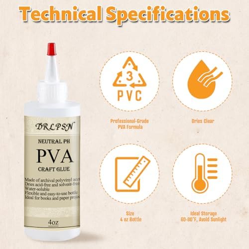PVA Glue Book Binding, PH Neutral PVA Adhesive, Professional-Grade Strength Acid-Free Book Glue, Dries Clear & Remains Flexible, Used for Book Repair, Framing & Crafts | Safe for Paper - 4 oz (2 Pack)