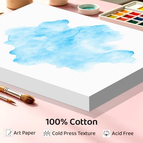 30 Sheets Watercolor Paper 8.5x11, 110lb/230gsm Cold Press Watercolor Paper