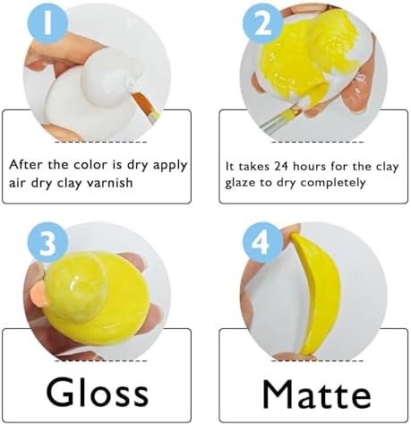 2 x 50ml Air Dry Clay Glaze, Protect Clay Surfaces, Gloss & Matte Glaze | Gloss & Matte Glaze, Air Dry Clay Varnish, Waterproof, Dustproof,Prevents Clay Scratches & Wear