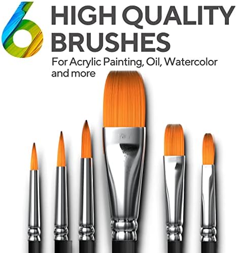 Complete Acrylic Paint Set – 12х Rich Pigment Colors & 6x Art Brushes - Includes 3 Paint Canvases, Palette Knife & Sponge - Perfect for Canvas, Clay, Ceramic - Non-Toxic, Great for Kids & Adults