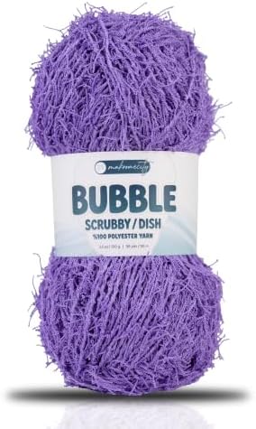 Makromecity Bubble Scrubby Yarn - 100% Premium Polyester Yarn for Crocheting and Knitting - 3.5 Oz (100g), 98 Yds (90m) - Ideal for Dishcloths, Crafting & Bath Washcloths (Lavender, 1 Skein)