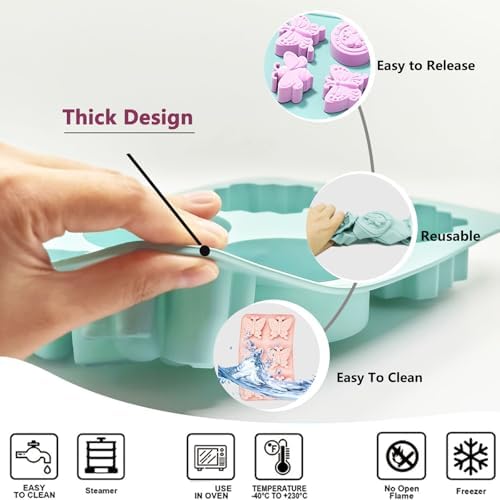 2 Pack Bee Soap Molds,Butterfly Silicone Molds for Soap Making Great for Handmade Soap,Lotion Bars,Beeswax,Biscuit,Chocolate,Moon Cake