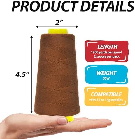 Mandala Crafts Russet Brown Mercerized Cotton Thread for Sewing Quilting
