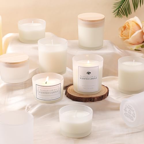 Matte White Candle Jars with Lids, 16 Pcs Containers for Making Candles