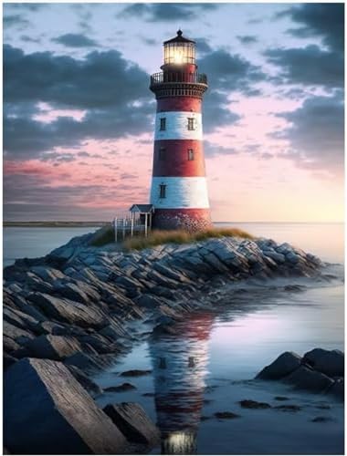 VeGuude Diamond Art Kit for Adult Beach and Lighthouse Diamond Painting Kit