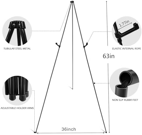 RRFTOK 2 Pack 63 in Sign Easel Stands, Instant-Fold Tripods with Bags | Instant-fold metal tripod with carry bag for welcome sign, poster display, foam board and floor use