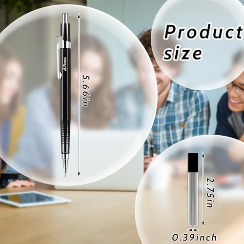 Outus 8 Pcs Metal Mechanical Pencils with Lead Refills, Black