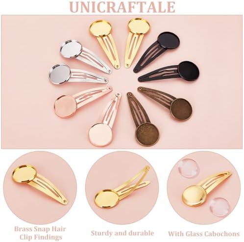 UNICRAFTALE 20 Sets 5 Color Blank Hair Clip Trays for DIY Craft Making