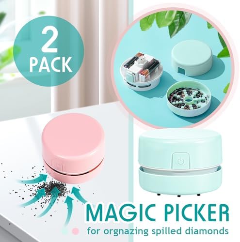 Honoson 2 Pcs Diamond Painting Tool Cleaner for Diamonds, Pink, Green