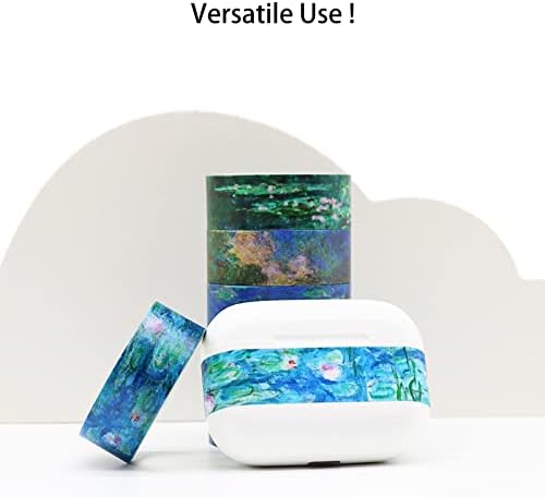 Berkin Arts 12 Rolls Art Floral Designs Washi Tape Set - 15 mm Wide Decorative Adhesive Masking Tape Cloisonnism Landscape Vintage Iridescent Venetian Claude Monet Series
