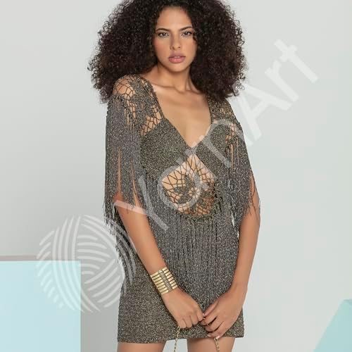 YarnArt Bright Metallic Glitter Yarn – 80% Polyamide 20% Metallic Polyester, 90g 340m, Soft Sparkle Fiber for Crochet, Lace, Summer Tops & Accessories – 4 mm Needle & Hook (120, Light Gold)