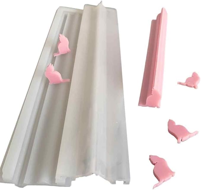 Cat Shaped Long Tube Silicone Soap Mold Kitten Kitty Chocolate Candy & Candle Embed Soap Making Supplies
