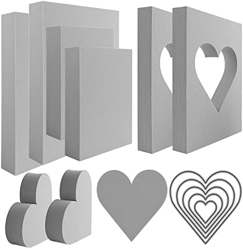 BAOFALI 15 Pcs Large Stamping Foam Grey Moldable Heart Foam Stamps Plastic Dry Foam Stamp Pad Cut and Dry Foam Stamping Foam Block for Sculpture, Modeling, DIY Arts and Handicrafts Projects