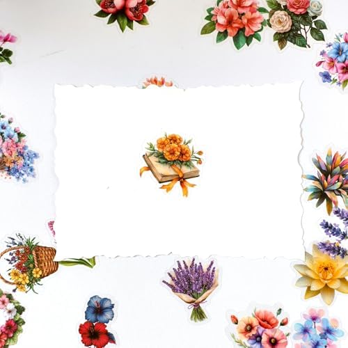Ychsring Botanical Floral Stickers - 50 Pcs Clear PET Nature Plant Flower Stickers for Scrapbook, Journal, Junk Journal, Collage - Waterproof Transparent for Resin, Craft & Scrapbook Supplies