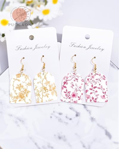 Puocaon Flower Clay Transfer Paper - 20 Pcs Traditional Chinoiserie Art Design Transfer Sheets for Polymer Clay Colorful Floral Earrings Design Jewelry Making