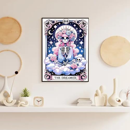 GOUOYANA Paint By Numbers Kit for Adults-Skull THE Dreamer Funny Canvas | Adult Paint by Number Kits on Canvas for Painting DIY Skull THE DREAMER Painting Art by Numbers for Home Wall Art Gift12X16in