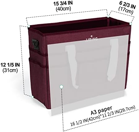 JJRING Craft Organizer Tote Bag Large Art Storage Caddy Dark Red | With Multiple Pockets For Sewing, Scrapbooking, School, Medical, And Office Supplies