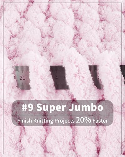 Cozyful Chunky Yarn for Hand Knitting, #9 Thick Jumbo Big Chunky Yarn for Crocheting, Super Chunky Knit Blanket Yarns, Large Chunky Chenille Yarns, 8 Pack (30 yds 8 oz Each Skein), Blush Pink