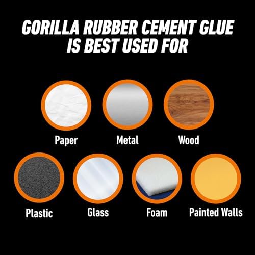 Gorilla Rubber Cement with Brush Applicator, Photo Safe, 4 fl oz, Clear (Pack of 2)