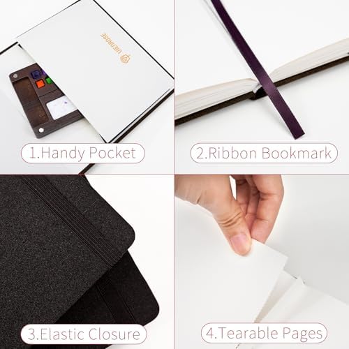 Vienrose Watercolor Sketchbook Journal 5.5x5.5 Inch 24 Sheets Black